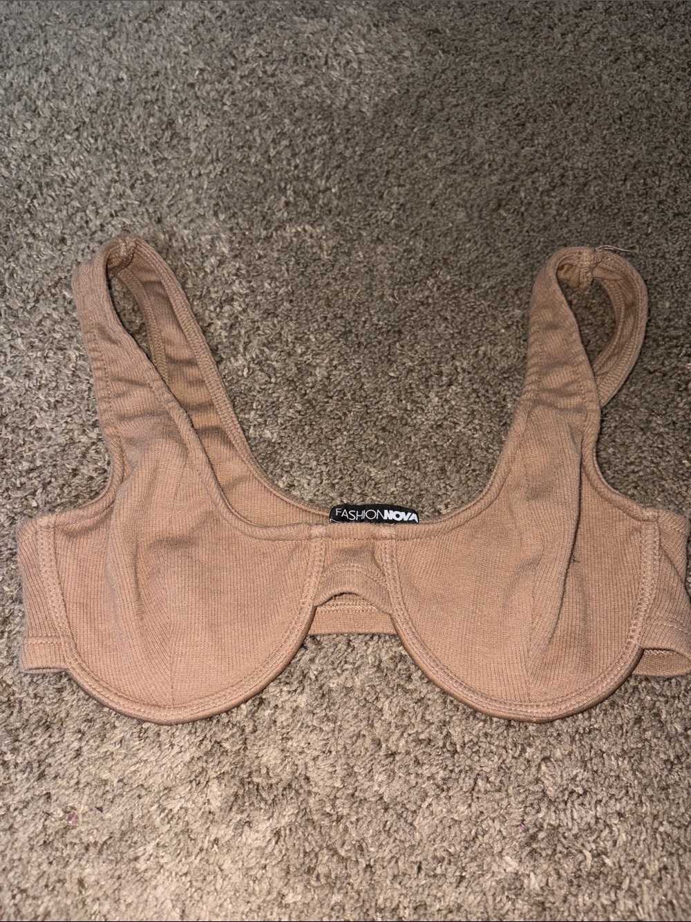 Fashion Nova Tan Ribbed Underwire Crop Bra